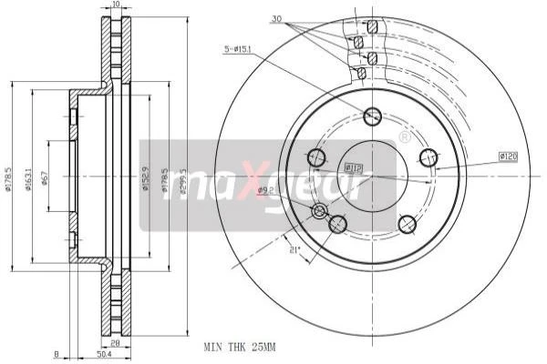 19-1055 MAXGEAR Тормозной диск (фото 4)