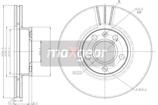19-1035 MAXGEAR Тормозной диск (фото 4)