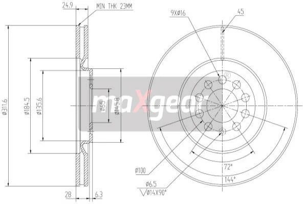 19-0974 MAXGEAR Тормозной диск (фото 4)