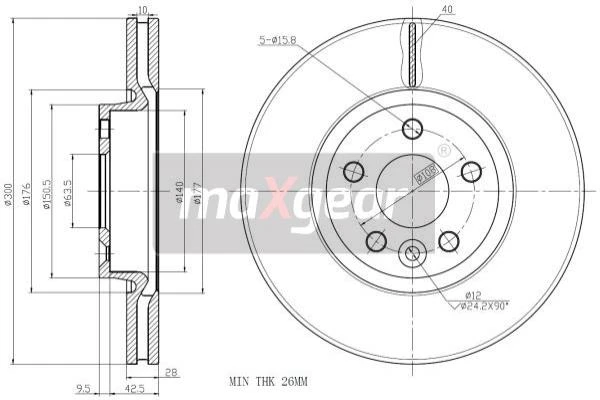 19-1332 MAXGEAR Тормозной диск (фото 3)