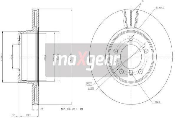 19-1053 MAXGEAR Тормозной диск (фото 4)