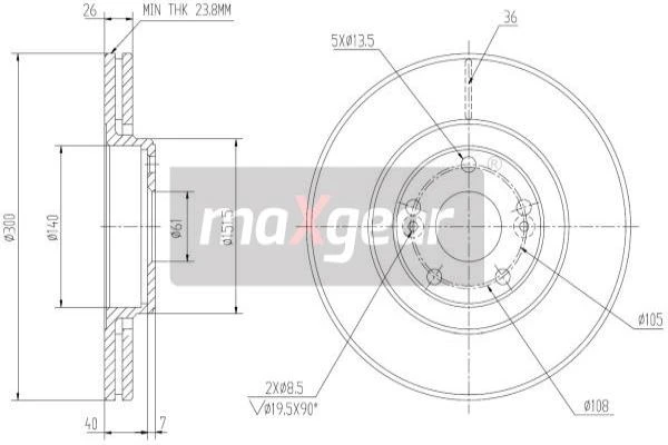 19-0819 MAXGEAR Тормозной диск (фото 3)