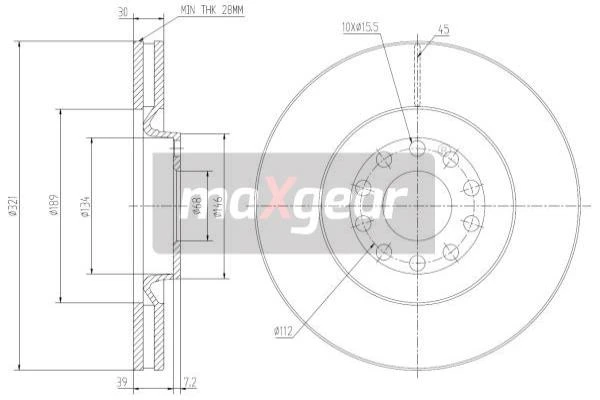 19-1803 MAXGEAR Тормозной диск (фото 3)