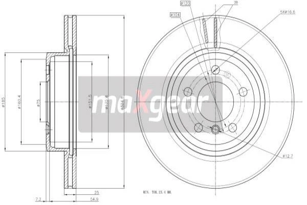 19-1841 MAXGEAR Тормозной диск (фото 4)