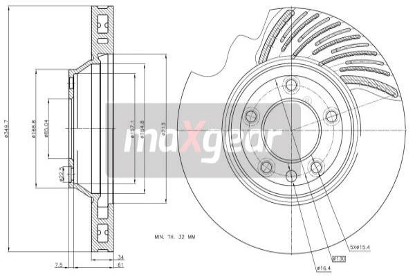 19-1836 MAXGEAR Тормозной диск (фото 2)