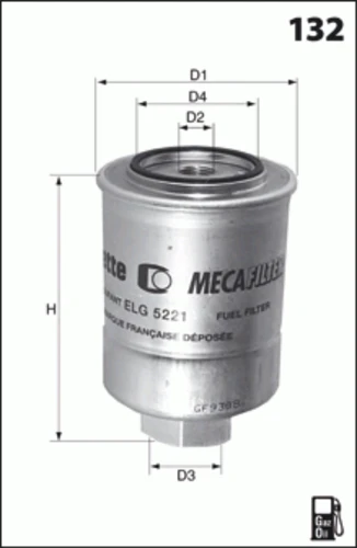 ELG5221 MECAFILTER Топливный фильтр (фото 3)