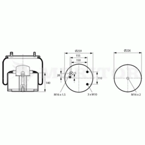 MLF8054 MERITOR Тело подвески, пневматическая подвеска (фото 2)