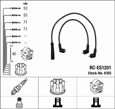 0355 NGK Комплект проводов зажигания (фото 1)