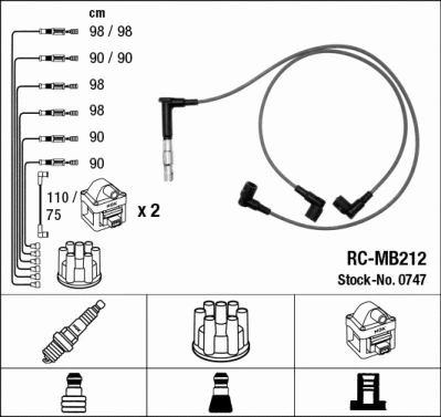 0747 NGK Комплект проводов зажигания (фото 1)