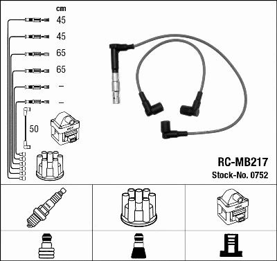 0752 NGK Комплект проводов зажигания (фото 1)