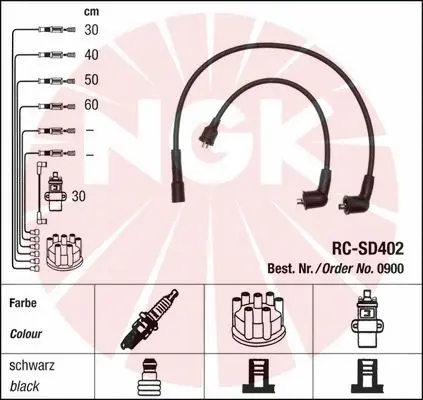 0900 NGK Комплект проводов зажигания (фото 2)