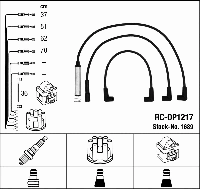 1689 NGK Комплект проводов зажигания (фото 1)