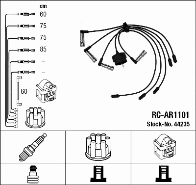 44235 NGK Комплект проводов зажигания (фото 1)