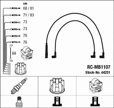 44251 NGK Комплект проводов зажигания (фото 1)
