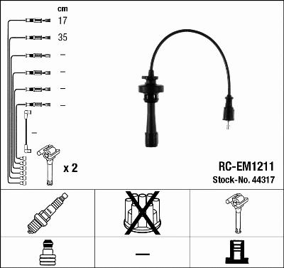 44317 NGK Комплект проводов зажигания (фото 1)