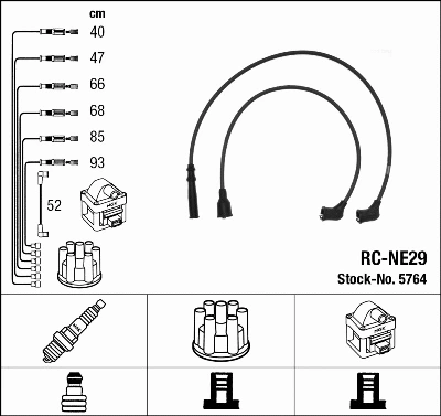 5764 NGK Комплект проводов зажигания (фото 2)
