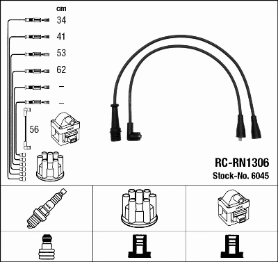 6045 NGK Комплект проводов зажигания (фото 1)