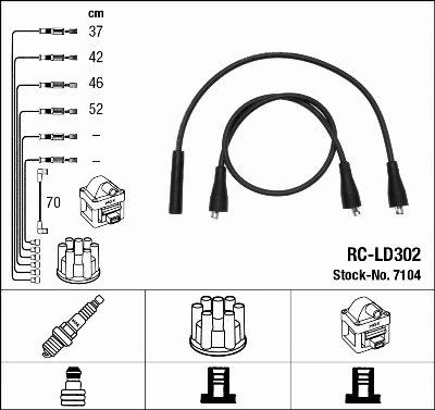7104 NGK Комплект проводов зажигания (фото 2)