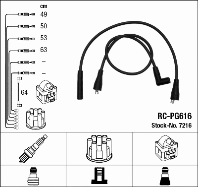 7216 NGK Комплект проводов зажигания (фото 1)