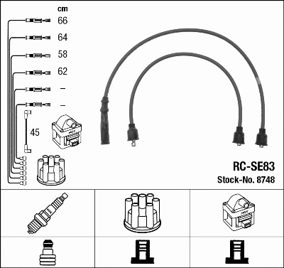 8748 NGK Комплект проводов зажигания (фото 1)