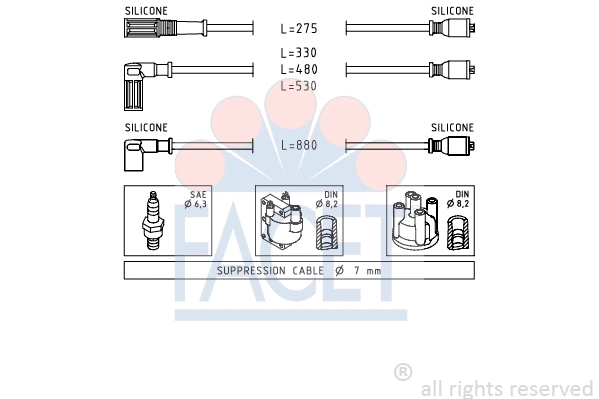 4.8354 FACET Комплект проводов зажигания (фото 1)