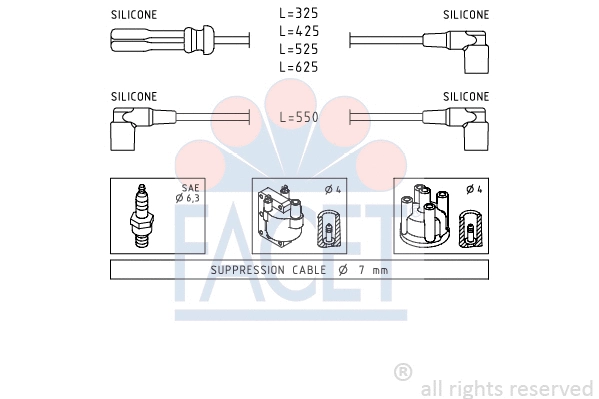 4.8372 FACET Комплект проводов зажигания (фото 1)