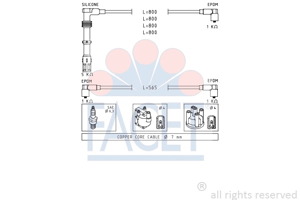 4.8737 FACET Комплект проводов зажигания (фото 1)