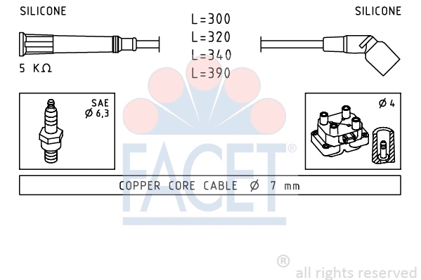 4.8900 FACET Комплект проводов зажигания (фото 1)