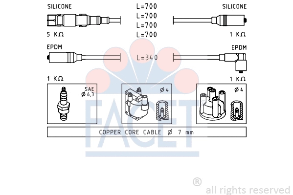 4.9353 FACET Комплект проводов зажигания (фото 1)