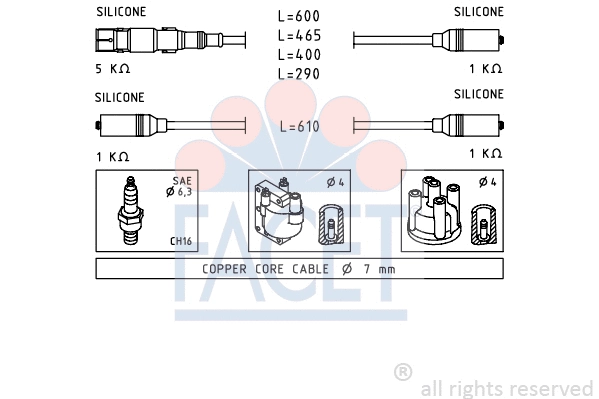 4.9667 FACET Комплект проводов зажигания (фото 1)