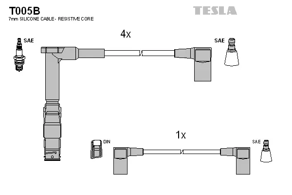 T005B TESLA Комплект проводов зажигания (фото 1)