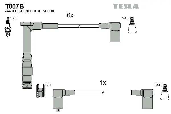 T007B TESLA Комплект проводов зажигания (фото 1)