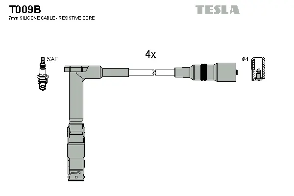 T009B TESLA Комплект проводов зажигания (фото 1)