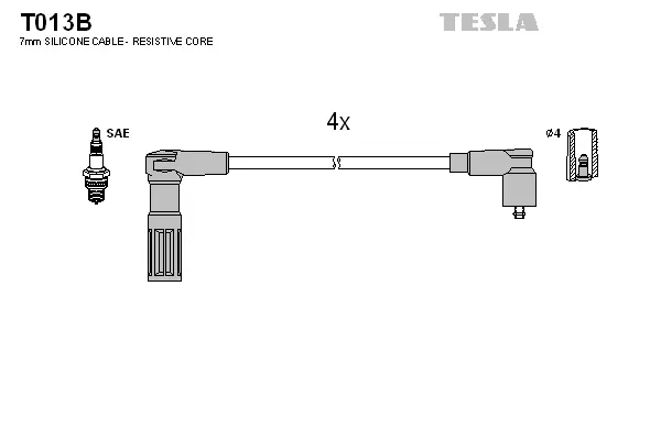 T013B TESLA Комплект проводов зажигания (фото 1)