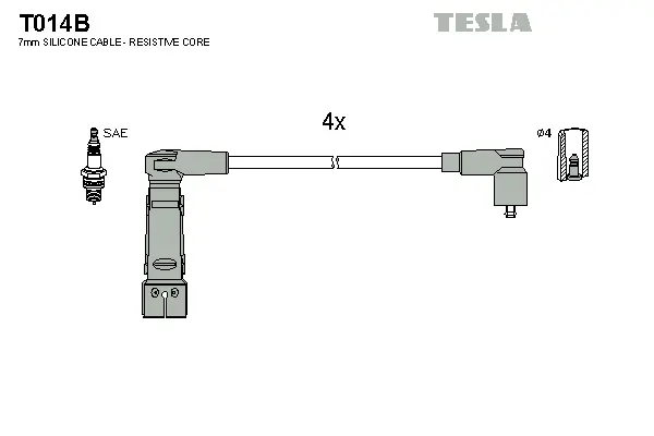 T014B TESLA Комплект проводов зажигания (фото 1)