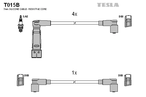 T015B TESLA Комплект проводов зажигания (фото 1)