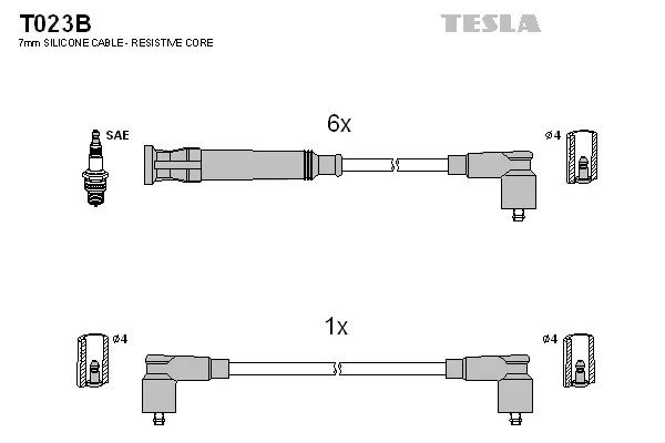 T023B TESLA Комплект проводов зажигания (фото 1)