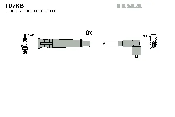 T026B TESLA Комплект проводов зажигания (фото 1)