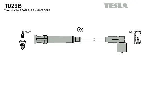 T029B TESLA Комплект проводов зажигания (фото 1)