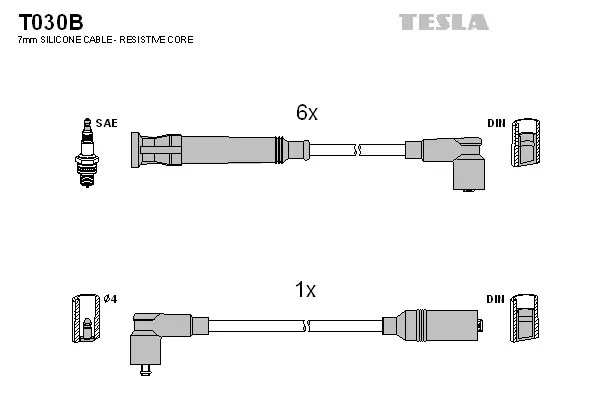 T030B TESLA Комплект проводов зажигания (фото 1)
