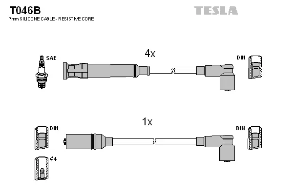T046B TESLA Комплект проводов зажигания (фото 1)