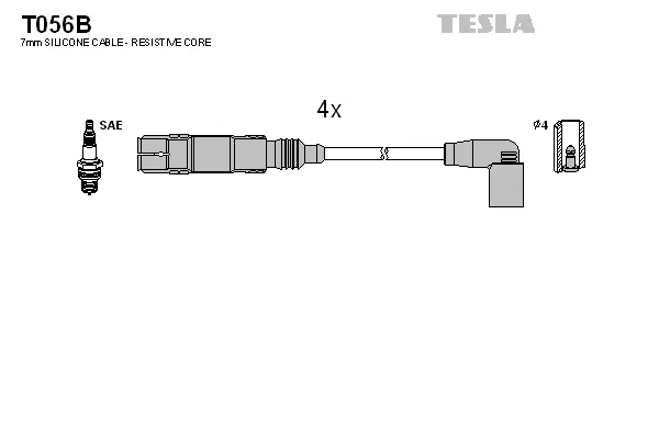 T056B TESLA Комплект проводов зажигания (фото 1)