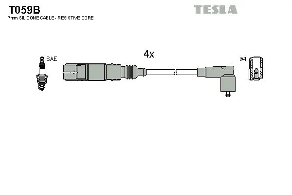 T059B TESLA Комплект проводов зажигания (фото 1)