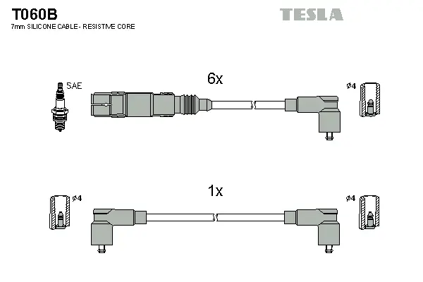 T060B TESLA Комплект проводов зажигания (фото 1)