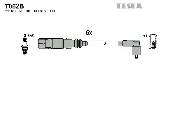 T062B TESLA Комплект проводов зажигания (фото 1)