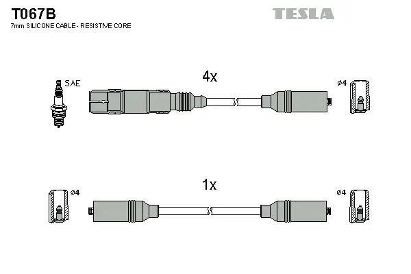 T067B TESLA Комплект проводов зажигания (фото 1)