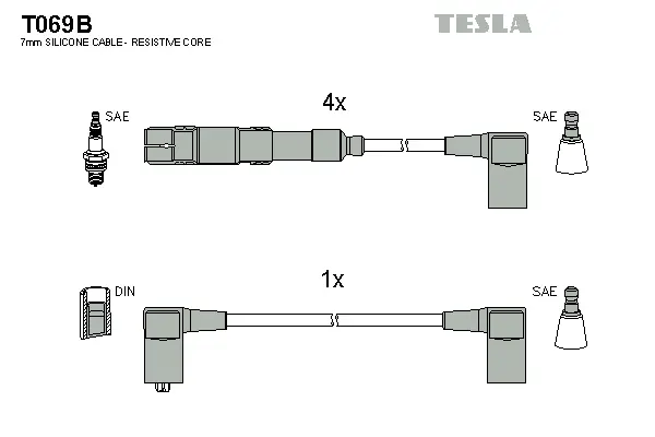 T069B TESLA Комплект проводов зажигания (фото 1)