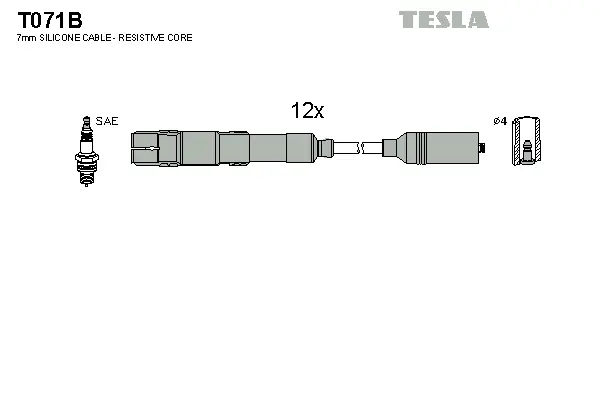 T071B TESLA Комплект проводов зажигания (фото 1)