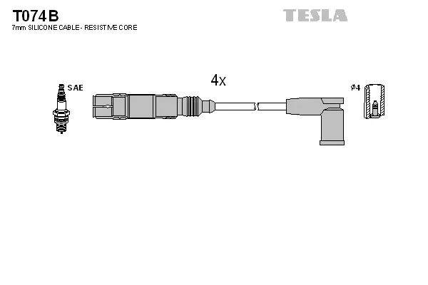 T074B TESLA Комплект проводов зажигания (фото 1)