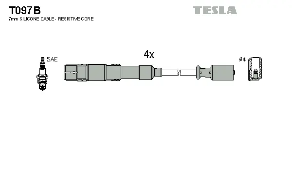 T097B TESLA Комплект проводов зажигания (фото 1)